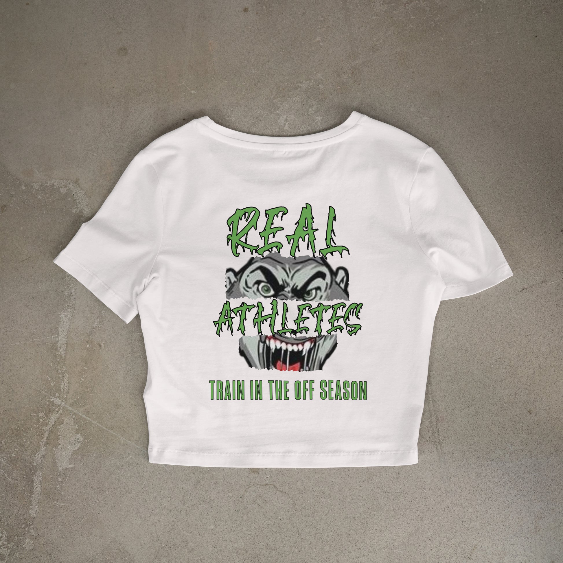 Women's Short Sleeve Real Athletes Train GREEN LETTERS