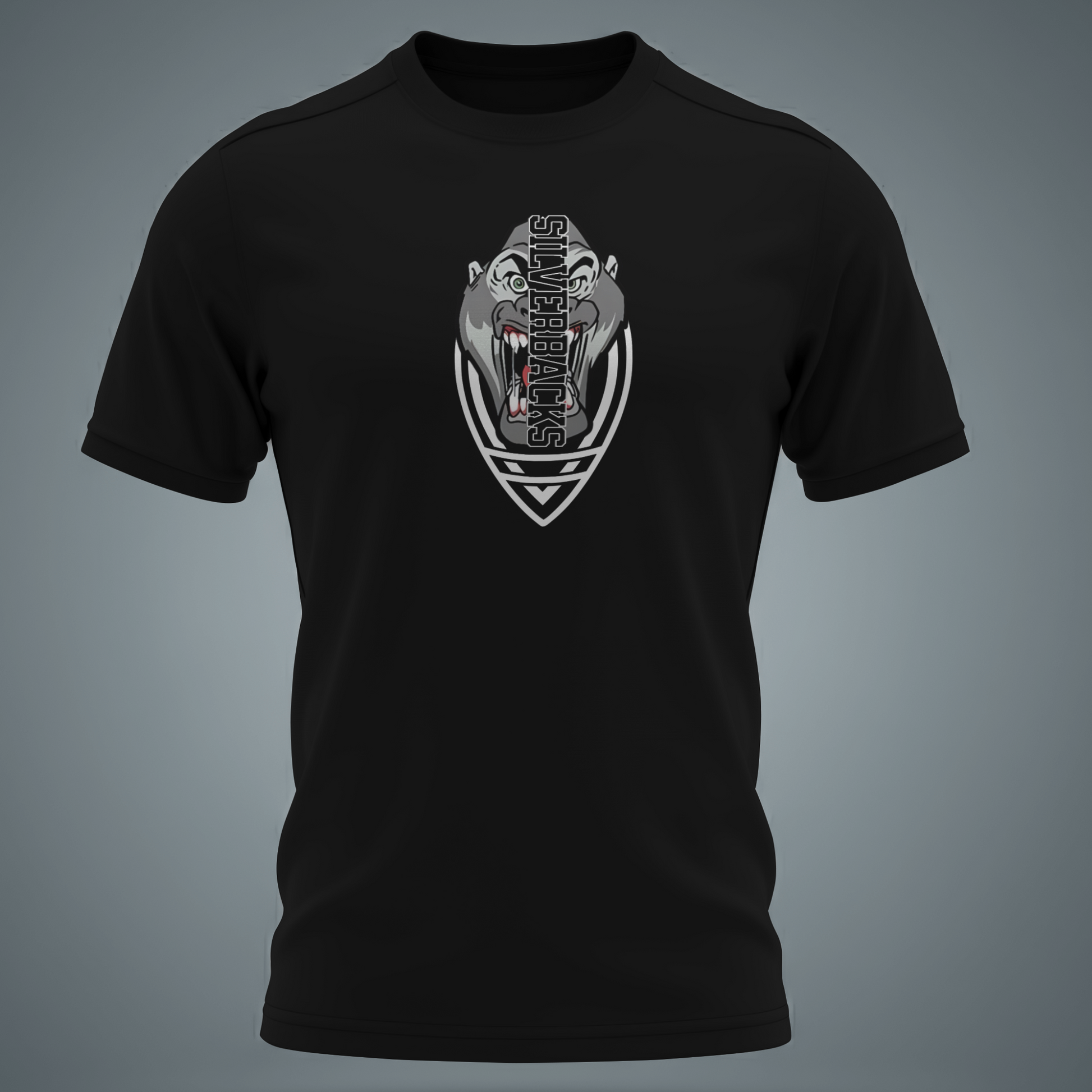 SILVERBACKS SIVER AND BLACK T SHIRT