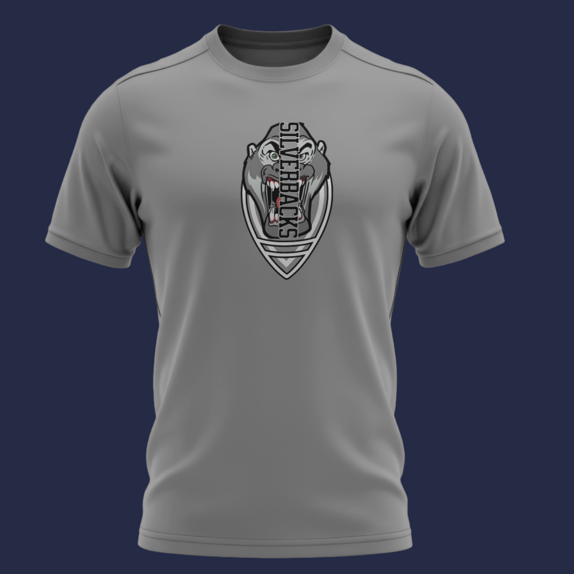 SILVERBACKS SIVER AND BLACK T SHIRT